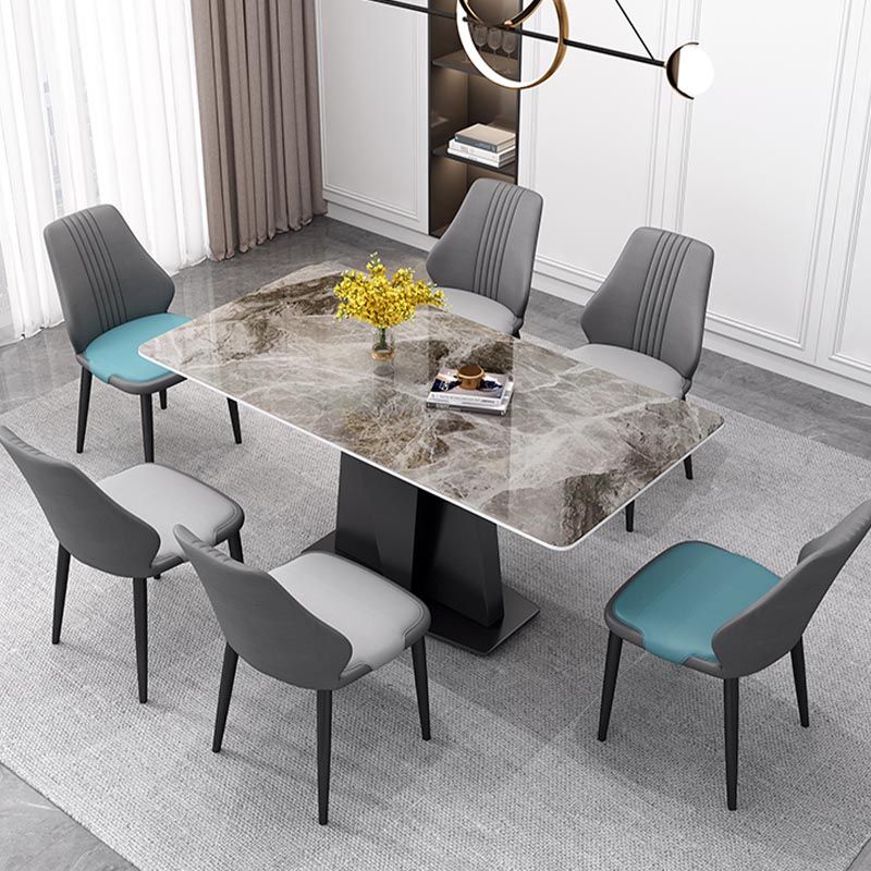 Industrial Sintered Stone Table Rectangle Dining Table with Pedestal Base for Restaurant Clearhalo ' dining_table' 'Dining Tables & Seating' 'Dining Tables' 'furn' 'furn_dining_table' 'Furniture' 'furniture_dining_table' 'Kitchen & Dining Furniture' 'kitchen&dining_furn' 'kitchen' 'kitchen_dining_table' 1200x1200_cb9f4987-ef0e-4b5a-8ed5-ce8421b079f0