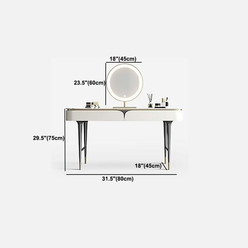 White Rectangular Slate Top Dressing Table Metal Base with 2/4 Drawers Dresser