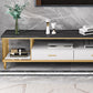 Glam Style TV Stand Stone Open Storage TV Console with 2 Drawers