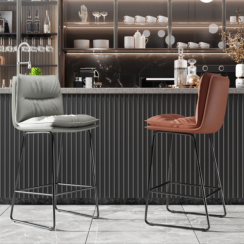 Modern Backrest Armless Counter Stool Steel Cafe Bar Stool with Leather Cushion Clearhalo 'Bar Furniture' 'Bar Stools' 'bar_stools' 'furn' 'furn_bar_stools' 'furniture_bar_stools' 'Kitchen & Dining Furniture' 'kitchen&dining_furn' 'kitchen' 'kitchen_furn' Furniture' 1200x1200_cba220df-fd78-43d0-ba0b-b33fdbb34b66