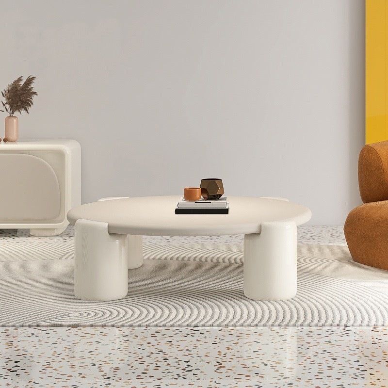 Scandinavian Round Wood Coffee Table with 4 Legs Coffee Table in White Clearhalo 'Coffee & Accent Tables' 'Coffee Tables' 'coffee_tables' 'furn' 'furn_coffee_tables' 'Furniture' 'Living Room Furniture' 1200x1200_cba36309-415e-41ba-bb3d-30956d8c04aa