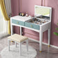 Contemporary Vanity Table with 1 Drawer and Mirror in Rubberwood