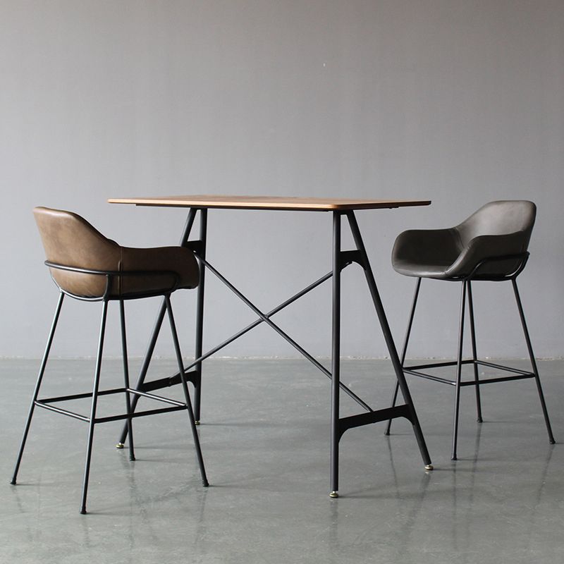 Contemporary Leather Armed Barstool Matte Finish Footrest Low Back Stool Clearhalo 'Bar Furniture' 'Bar Stools' 'bar_stools' 'furn' 'furn_bar_stools' 'Furniture' 'furniture_bar_stools' 'Kitchen & Dining Furniture' 1200x1200_cba911b6-60a9-42c9-b0b8-3b7a068cf736