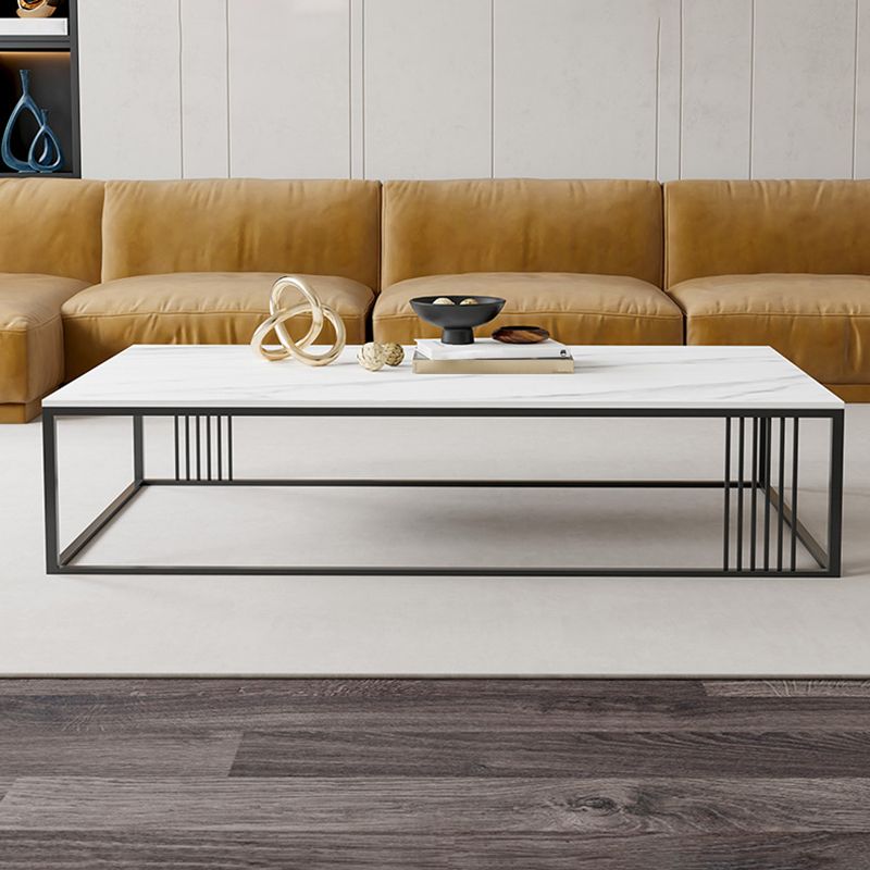 Contemporary 17.7" H Coffee Table Rectangular Stone Top Simple Cocktail Table Clearhalo 'Coffee & Accent Tables' 'Coffee Tables' 'coffee_tables' 'furn' 'furn_coffee_tables' 'Furniture' 'Living Room Furniture' 1200x1200_cba9f7df-83fb-463b-aece-d1edcd745a6d