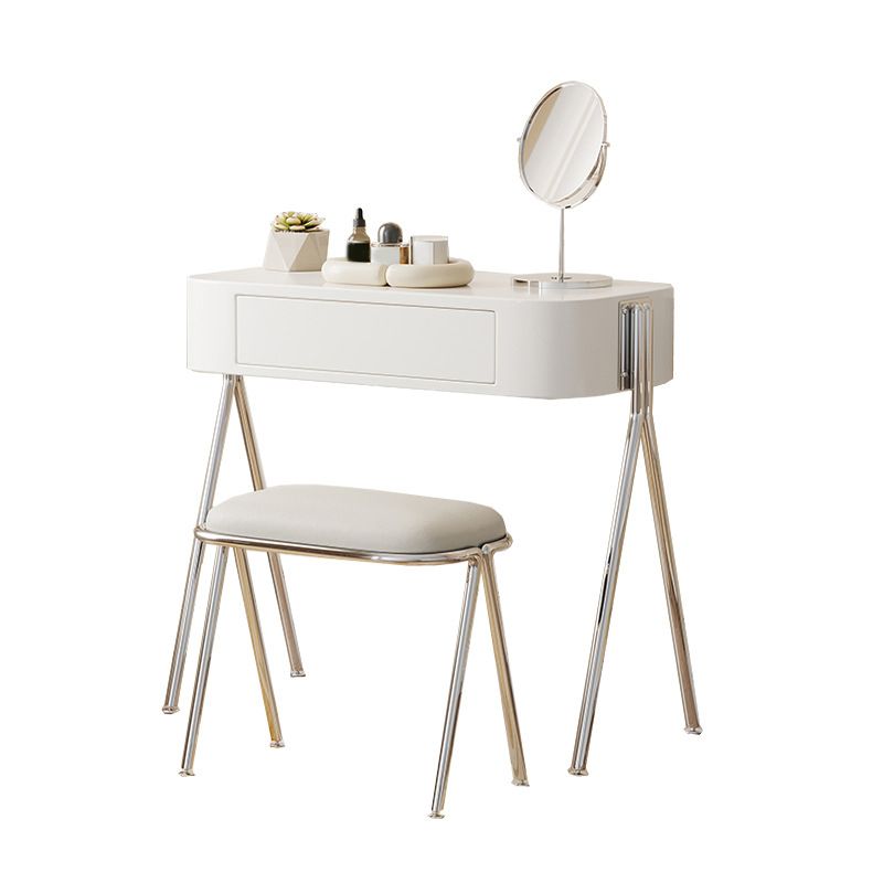 Mirrored Engineered Wood Makeup Dressing Table with Padded Stool