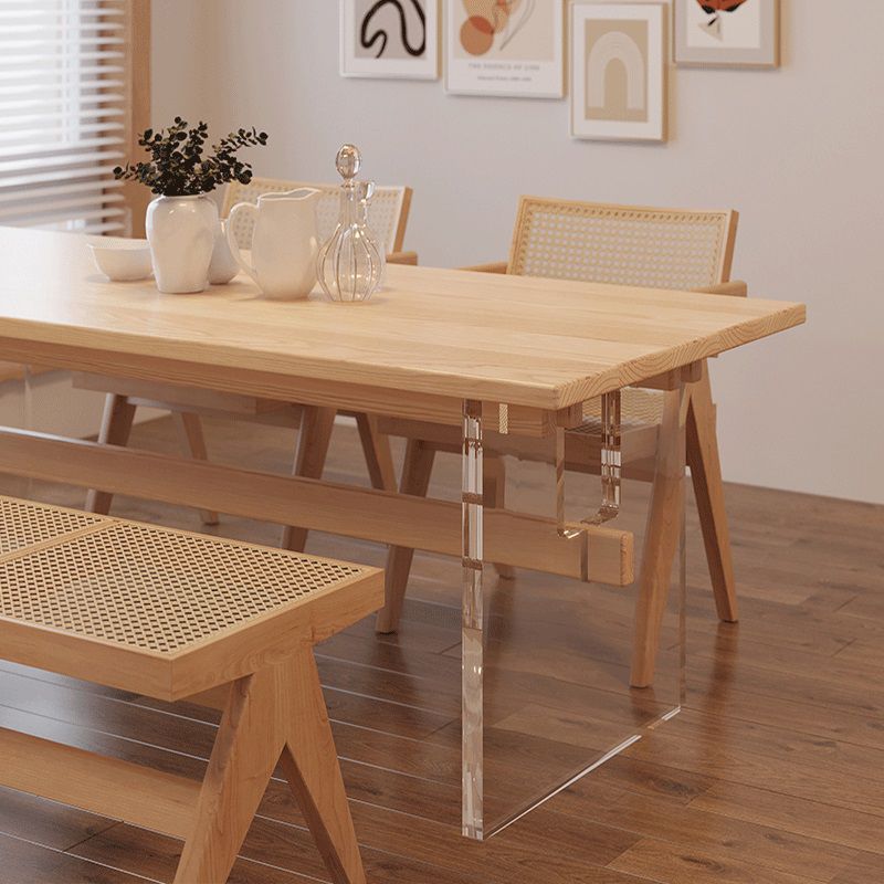 Solid Wood Trestle Base Table Modern Furniture in Natural for Restaurant Clearhalo 'Dining Tables & Seating' 'Dining Tables' 'dining_table' 'furn' 'furn_dining_table' 'Furniture' 'Kitchen & Dining Furniture' 1200x1200_cbac308b-881e-4fae-8a1e-ab323430afe2