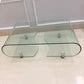 Modern Rectangle Glass Coffee Table Abstract Cocktail Table with Storage