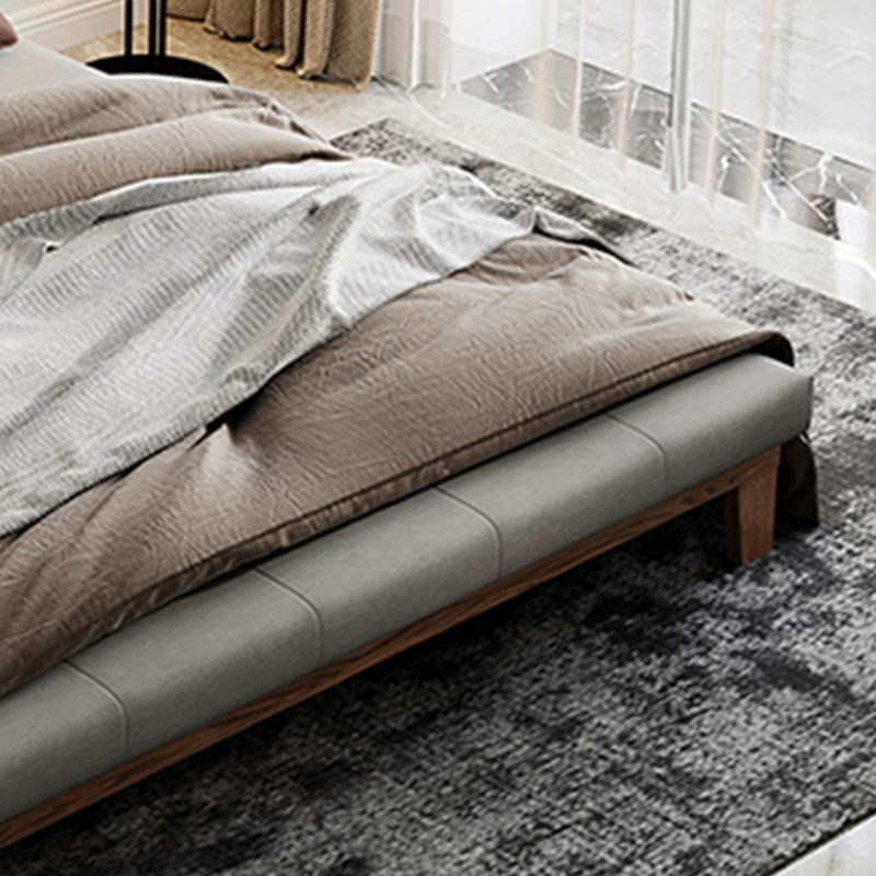 Faux Leather Armless Sofa Bed Sewn Pillow Back Sofa Bed in Grey