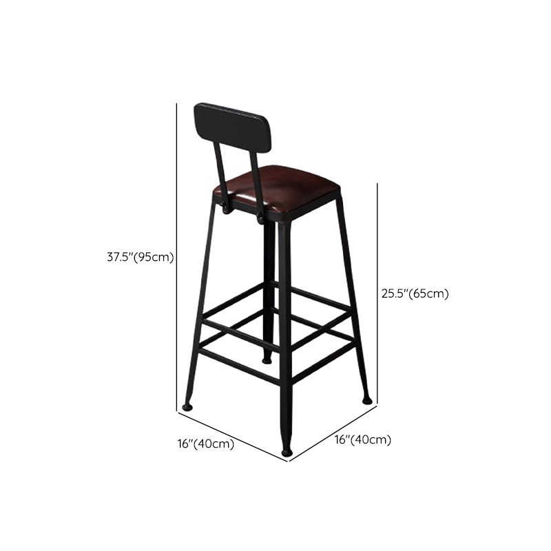 Contemporary Square Dining Stools Metal Bar Stools with Metal Base