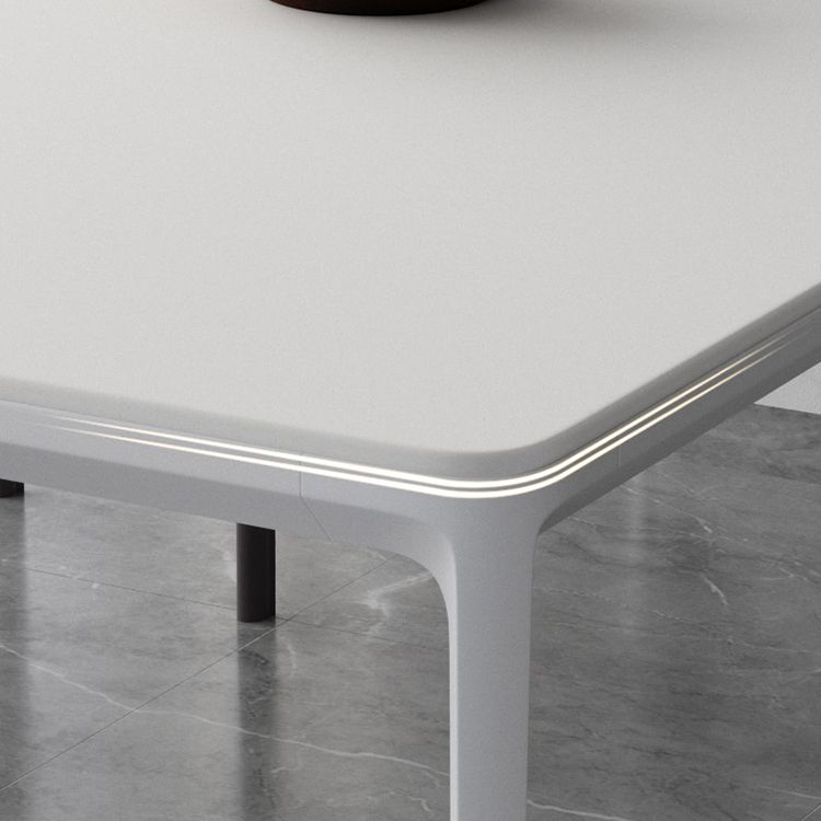 Metal Contemporary Rectangular Dining Table High Gloss White Sintered Stone Table with Metal Legs Clearhalo ' dining_table' 'Dining Tables & Seating' 'Dining Tables' 'Furniture' 'furniture_dining_table' 'Kitchen & Dining Furniture' 'kitchen&dining_furn' 'kitchen' 'kitchen_dining_table' 1200x1200_cbaf8627-6f94-436b-a475-81f27a7640b7