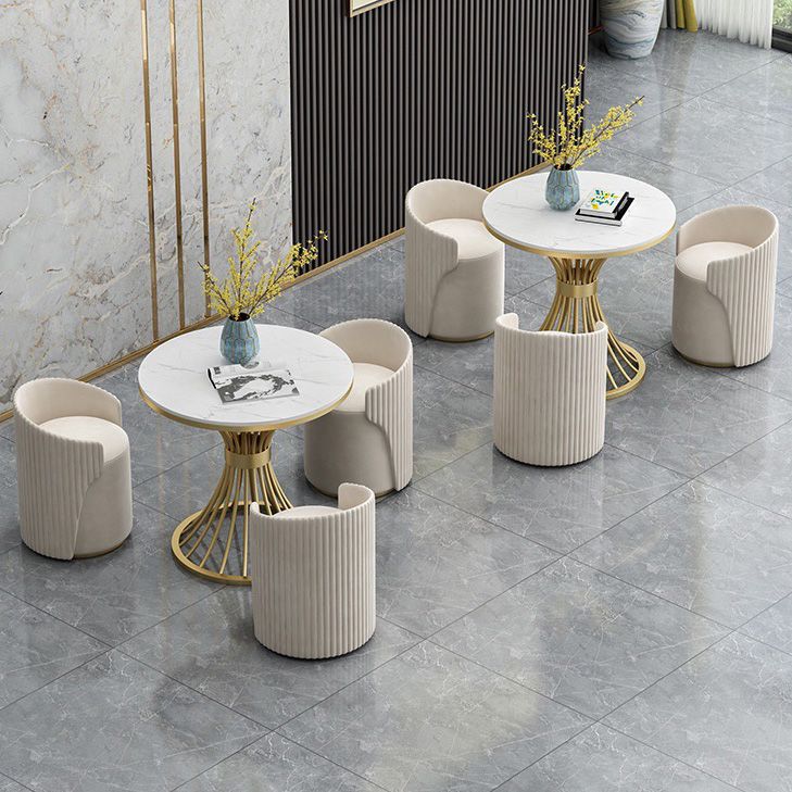 White Faux Marble Dining Table Traditional Luxury Round Table for Home Clearhalo 'Dining Tables & Seating' 'Dining Tables' 'dining_table' 'furn' 'furn_dining_table' 'Furniture' 'Kitchen & Dining Furniture' 1200x1200_cbb07f3a-4bcf-477c-b0af-17ed3be3c433