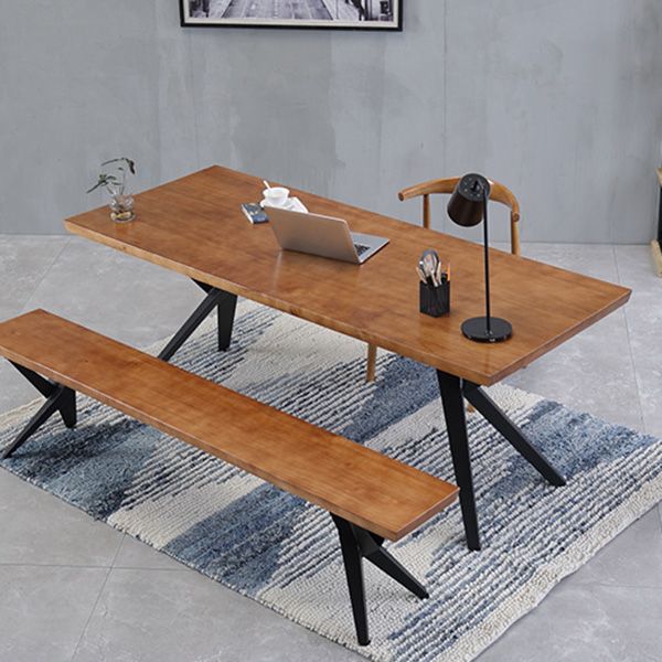 Industrial Rectangle Dining Table Wooden Table with Metal Legs for Home Use Clearhalo 'Dining Tables & Seating' 'Dining Tables' 'dining_table' 'furn' 'furn_dining_table' 'Furniture' 'Kitchen & Dining Furniture' 1200x1200_cbb0aa31-be5b-41d5-baf0-67d9ec9a058f