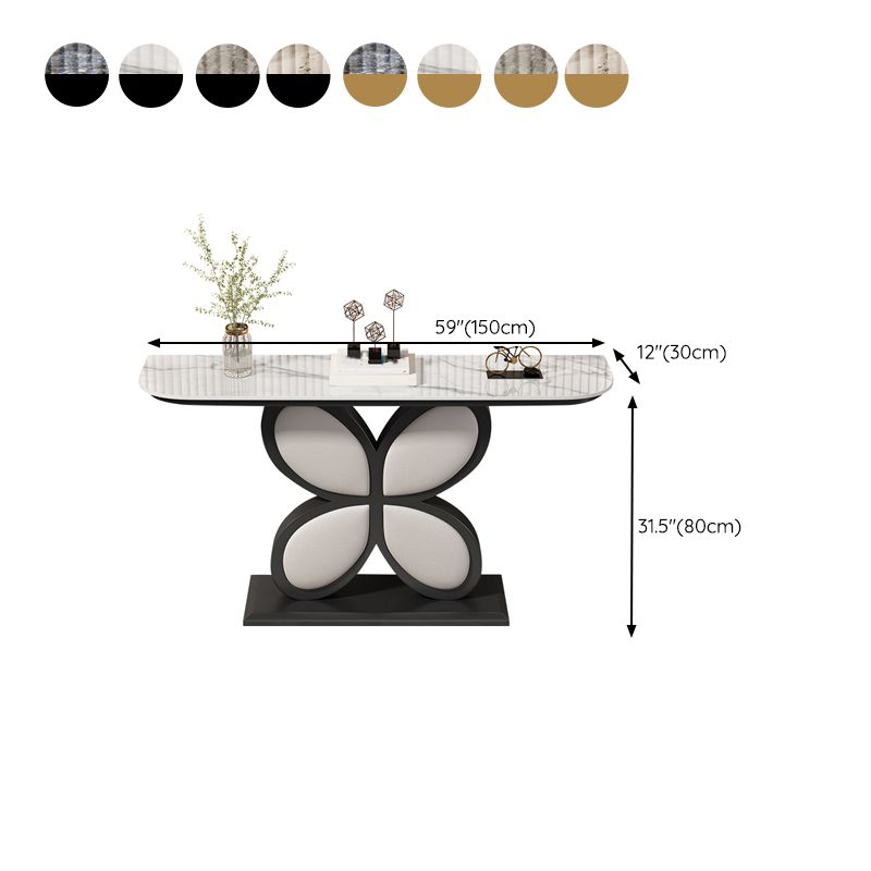 Mesa de acento de media luna Acabado antiguo Mesa de sofá de consola en piedra