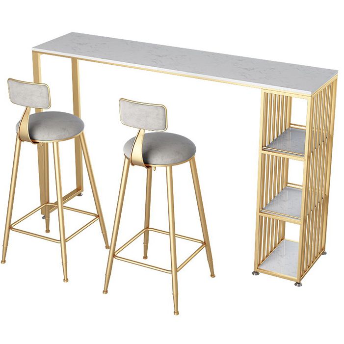 Glam Style Bar Table Artificial Marble Top Pub Table with Cabinet for Dining Room Clearhalo 'Bar Furniture' 'Bar Tables' 'bar_tables' 'Furniture' 'furniture_bar_tables' 'Kitchen & Dining Furniture' 1200x1200_cbb0dd67-32b9-4edb-9283-b396d549b8f7