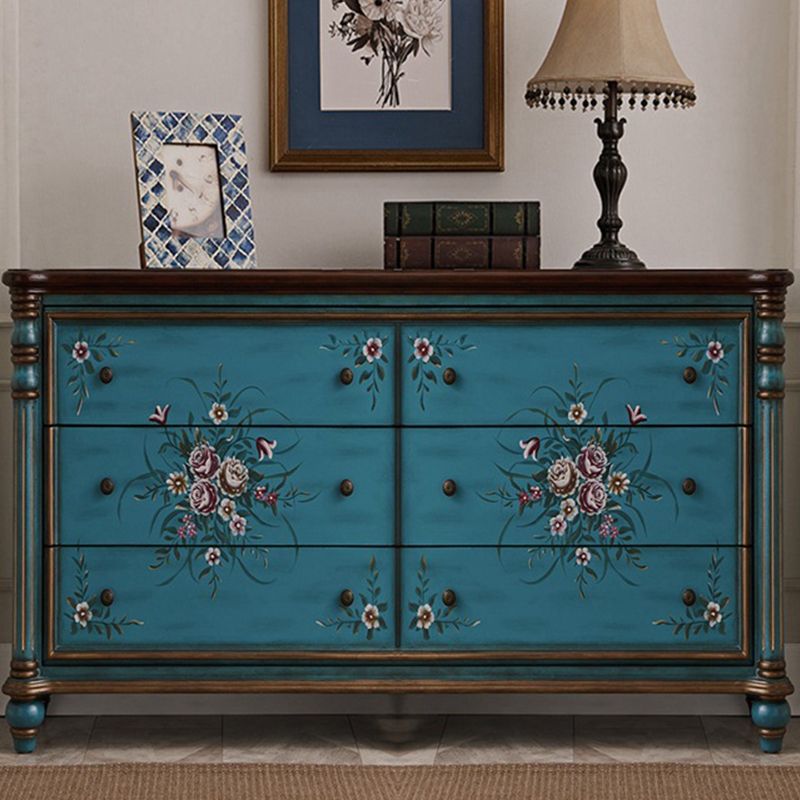 Commode de rangement en bois de commode traditionnelle ornée avec tiroirs pour chambre à coucher