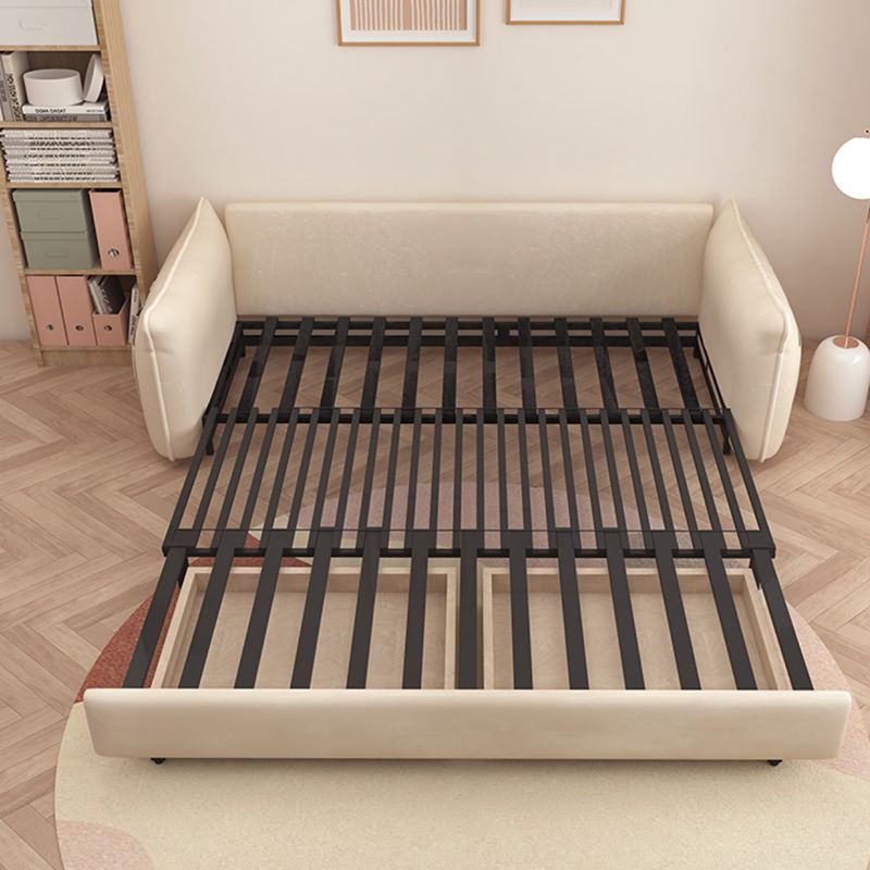 Scandinavian White Sleeper Sofa Faux Leather Foam Convertible Sofas Clearhalo 'furn' 'furn_futons' 'Furniture' 'Futons & Daybeds' 'Futons' 'Living Room Furniture' 1200x1200_cbb1860e-7a6c-4f5b-a663-c590aded153f