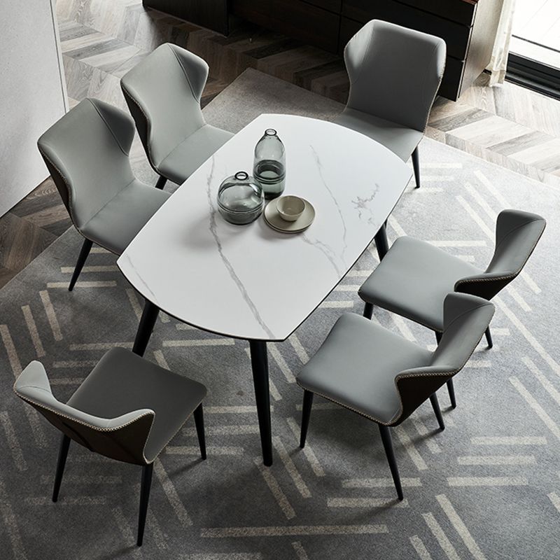 Sintered Stone Extendable Round Dining Table Modern Adjustable Table with Metal 4 Legs Clearhalo ' dining_table' 'Dining Tables & Seating' 'Dining Tables' 'furn' 'furn_dining_table' 'Furniture' 'furniture_dining_table' 'Kitchen & Dining Furniture' 'kitchen&dining_furn' 'kitchen' 'kitchen_dining_table' 1200x1200_cbb57ab0-31e7-43ce-9b71-c86ab6156012