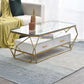 Modern Frame Coffee Table Rectangular Glass Top Coffee Cocktail Table for Home