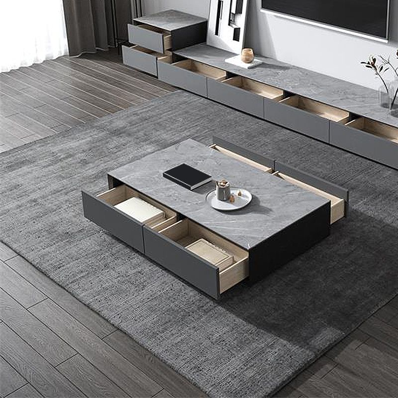Modern Slate Block Coffee Table with Drawer Rectangular Cocktail Table Clearhalo 'Coffee & Accent Tables' 'Coffee Tables' 'coffee_tables' 'furn' 'furn_coffee_tables' 'Furniture' 'furniture_coffee_tables' 'Living Room Furniture' 1200x1200_cbb90357-78a1-41db-b968-58b7305a41a8