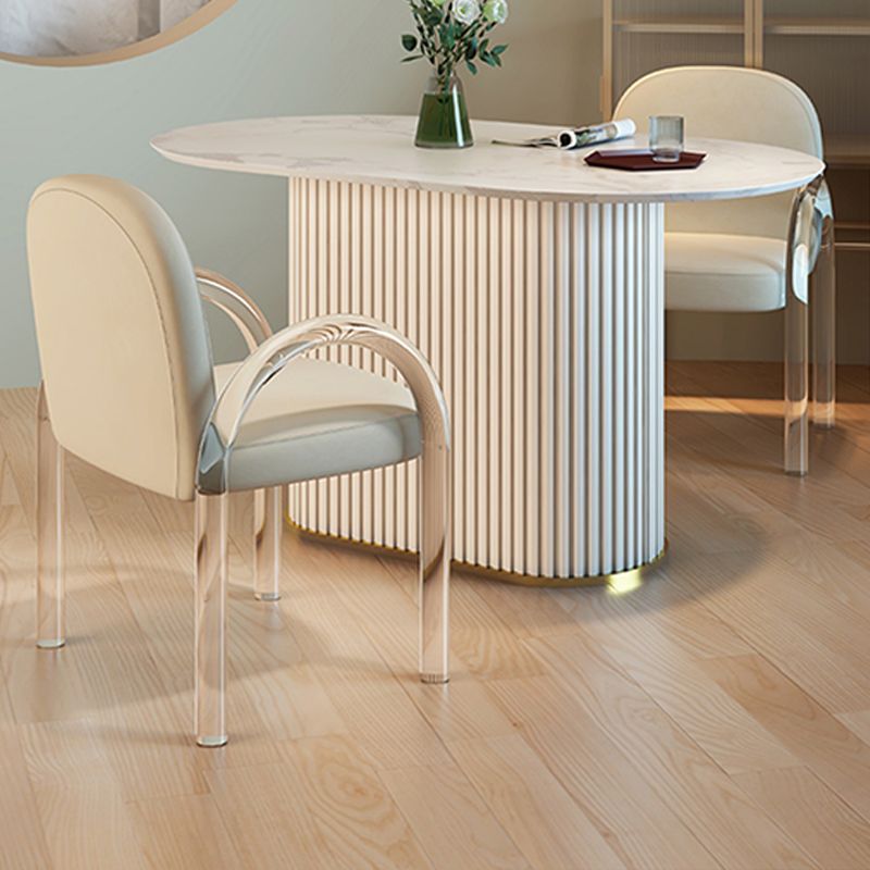 Tavolo da tavolo glam di ardesia e metallo semplice ristorante bianco tavolo da pranzo ovale