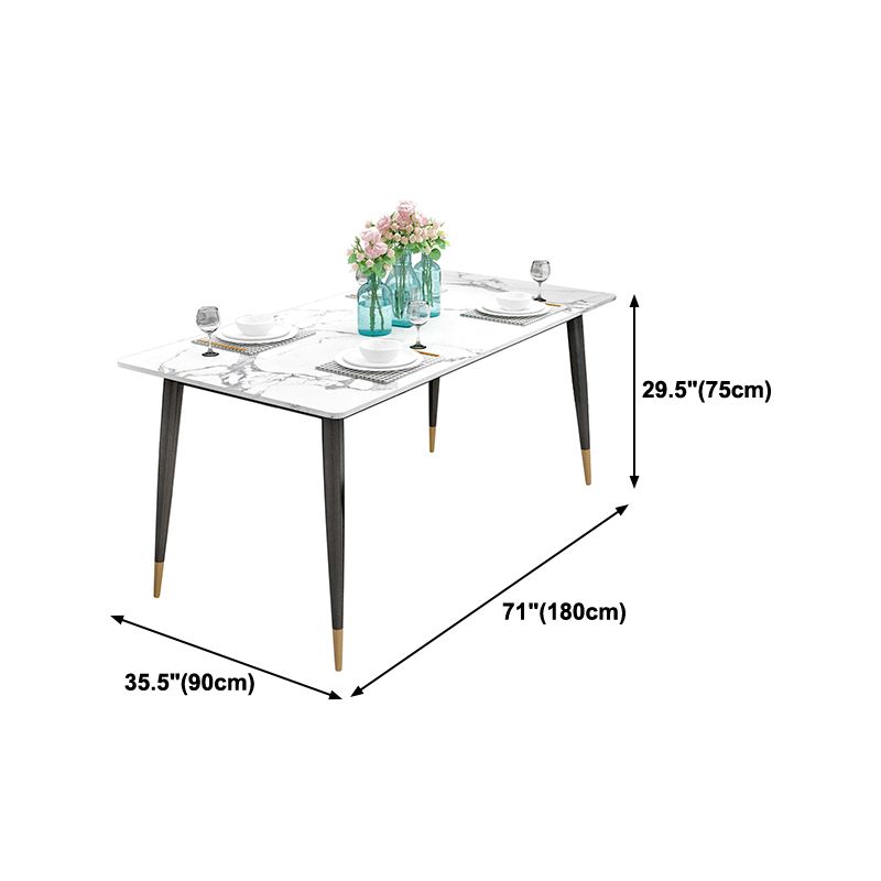 Sintered Stone White Dining Table Glam Style 4 Legs Table for Dining Room Clearhalo ' dining_table' 'Dining Tables & Seating' 'Dining Tables' 'furn' 'furn_dining_table' 'Furniture' 'furniture_dining_table' 'Kitchen & Dining Furniture' 'kitchen&dining_furn' 'kitchen' 'kitchen_dining_table' 1200x1200_cbbaab1d-ec81-4784-b70c-0919e7b9c67e