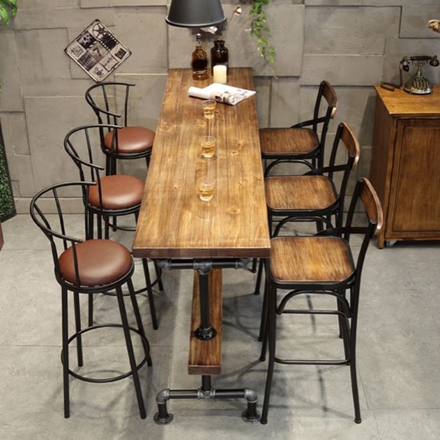 1/4/7 Pieces Industrial Rectangular Wood Top Pub Table with Metal Bar Stool Set Clearhalo 'Bar Furniture' 'furn' 'furn_home_bar_bar_sets' 'Furniture' 'Home Bars & Bar Sets' 'home_bar_bar_sets' 'Kitchen & Dining Furniture' 1200x1200_cbbb3e62-36cb-4dca-86e8-0ceb5ff05e80