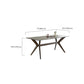 Industrial Style Rectangle Dining Table Sintered Stone Table with Wooden Legs
