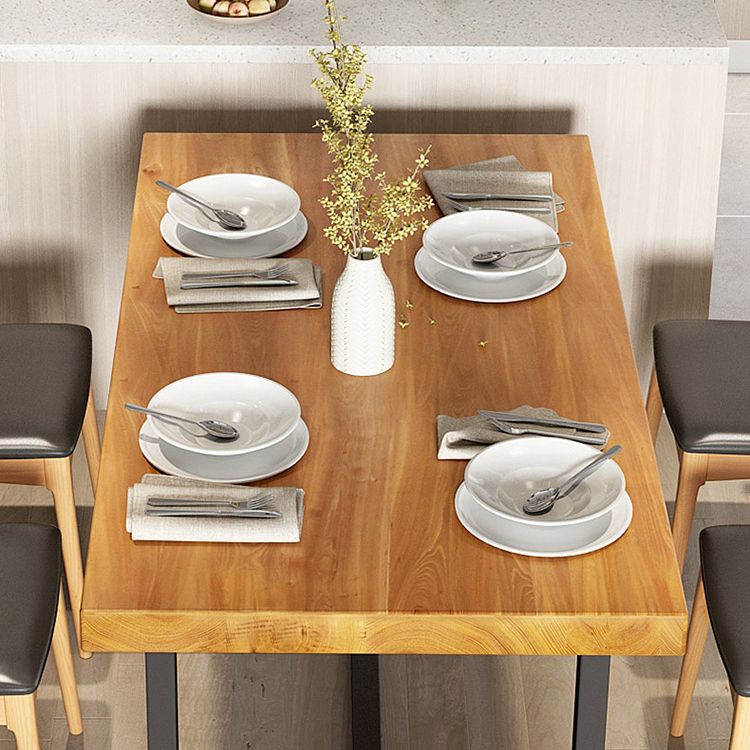 Rectangle Pine Wood Top Dining Table Set 1/5 Pieces Industrial Dinette Set for Home Clearhalo 'Dining Room Sets' 'Dining Tables & Seating' 'dining_room_set' 'furn' 'furn_dining_room_set' 'Furniture' 'Kitchen & Dining Furniture' 1200x1200_cbc0284e-3b83-46e1-abf5-b7312a6f6ee1