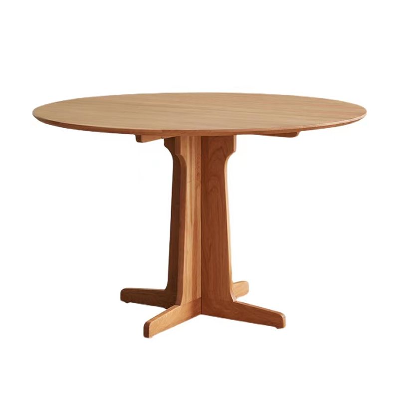 Round Wooden Dining Table Natural Home Kitchen Desk with Pedestal Base Clearhalo 'Dining Tables & Seating' 'Dining Tables' 'dining_table' 'furn' 'furn_dining_table' 'Furniture' 'Kitchen & Dining Furniture' 1200x1200_cbc3ac4f-704a-46ee-84e8-8795df91dad2