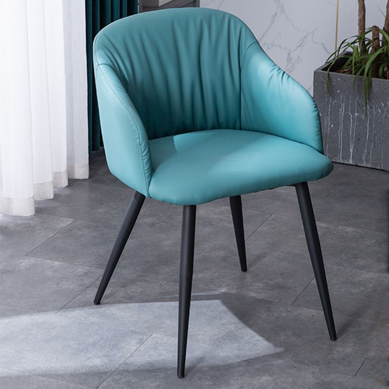 Industriële faux lederen eetkamerstoel gestoffeerde tankstoel met metalen benen