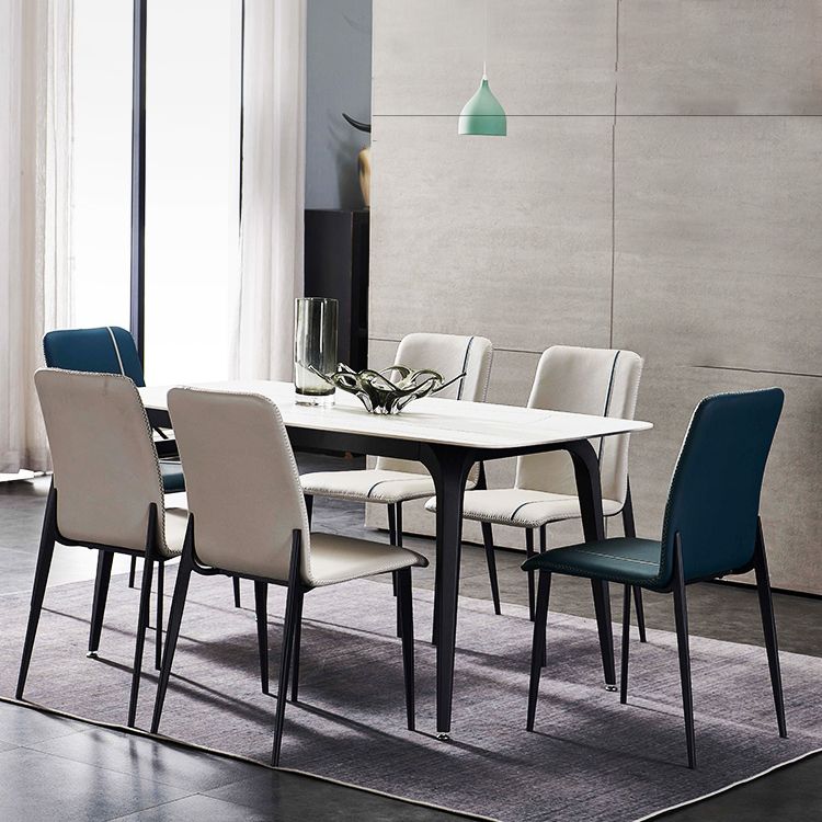 Designer 1/4/5/7 pezzi Set da tavolo da pranzo set di dinette top in pietra bianca