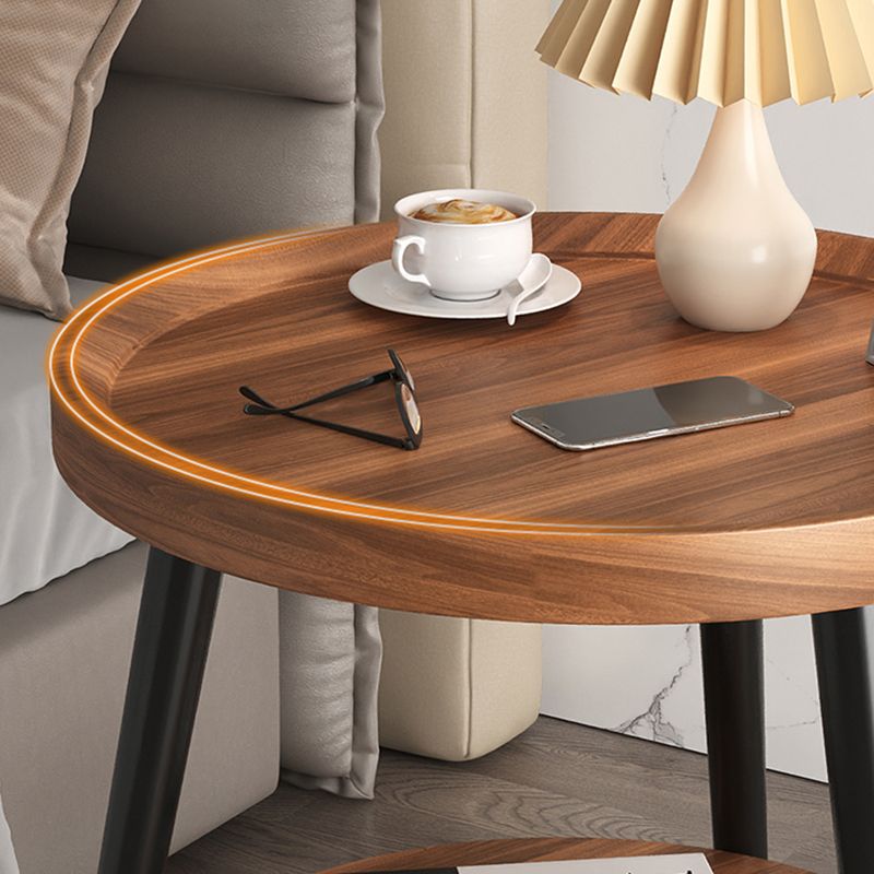 Modern ronde bed nachtkastje imitatie houten open opslag 20 inch h nachttafel met benen