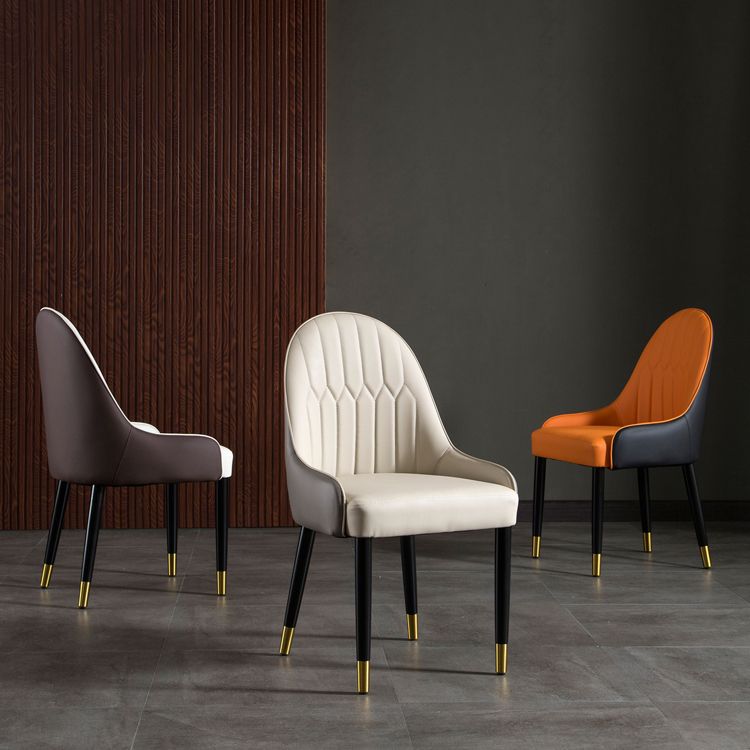 Solid Back Chair Scandinavian Style Arm Leather Dining Side Chairs Clearhalo 'Dining Chairs' 'Dining Tables & Seating' 'dining_chair' 'furn' 'furn_dining_chair' 'Furniture' 'Kitchen & Dining Furniture' 1200x1200_cbca3899-50f9-40b4-96bf-8f967ce3d25f