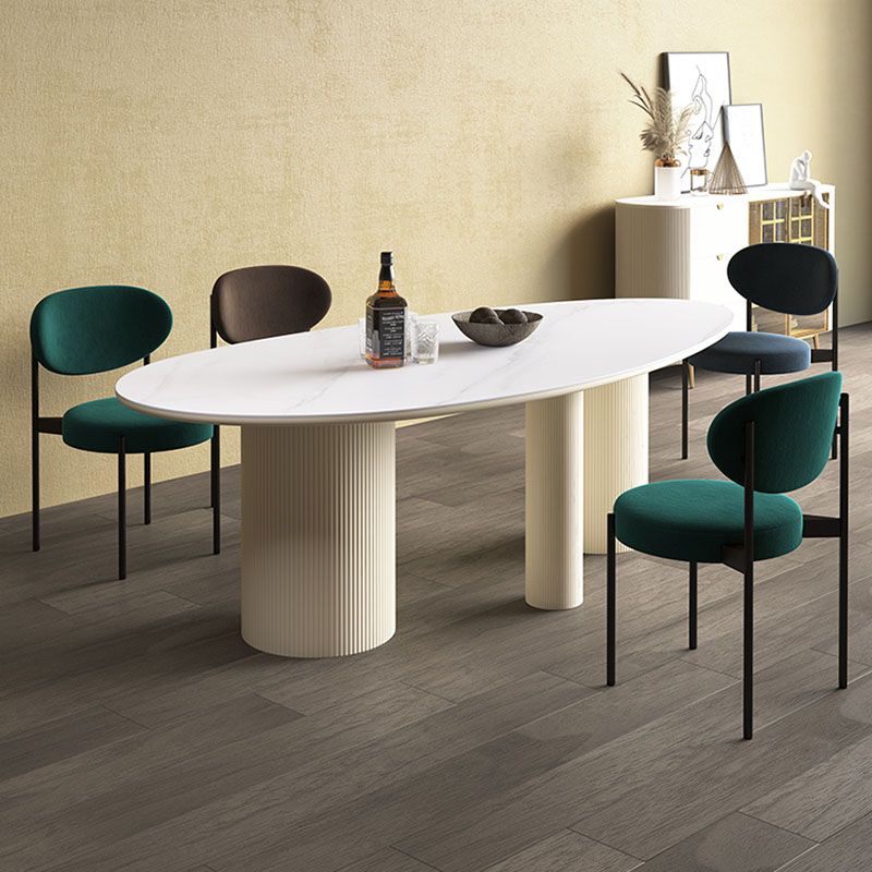Modern Stone Top Dinette Table Oval Home Kitchen Dinner Tripod Dining Table Clearhalo 'Dining Tables & Seating' 'Dining Tables' 'dining_table' 'furn' 'furn_dining_table' 'Furniture' 'furniture_dining_table' 'Kitchen & Dining Furniture' 'kitchen' 'kitchen_dining_table' 1200x1200_cbca4741-5211-41fd-acc2-01eaeb385be3