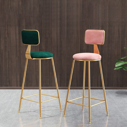 Glam Metal Barstool Round Seat Velvet Stool with Gold Legs in Matte Finish Clearhalo 'Bar Furniture' 'Bar Stools' 'bar_stools' 'furn' 'furn_bar_stools' 'Furniture' 'Kitchen & Dining Furniture' 1200x1200_cbcb565b-20a3-461f-bd6c-709c33fcd2c6