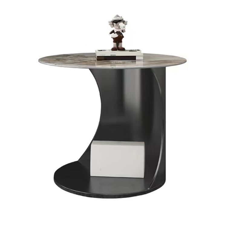 Tavolino contemporaneo di pietra rotonda in acciaio tavolino astratto