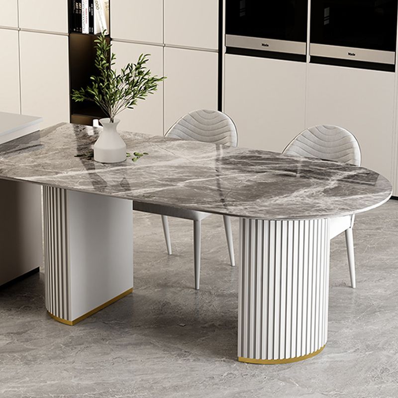 Free Form Sintered Stone Dining Table Luxury Table with Double Pedestal Clearhalo ' dining_table' 'Dining Tables & Seating' 'Dining Tables' 'furn' 'furn_dining_table' 'Furniture' 'furniture_dining_table' 'Kitchen & Dining Furniture' 'kitchen&dining_furn' 'kitchen' 'kitchen_dining_table' 1200x1200_cbcbd95f-4726-487b-a3cd-a83be521b2e9