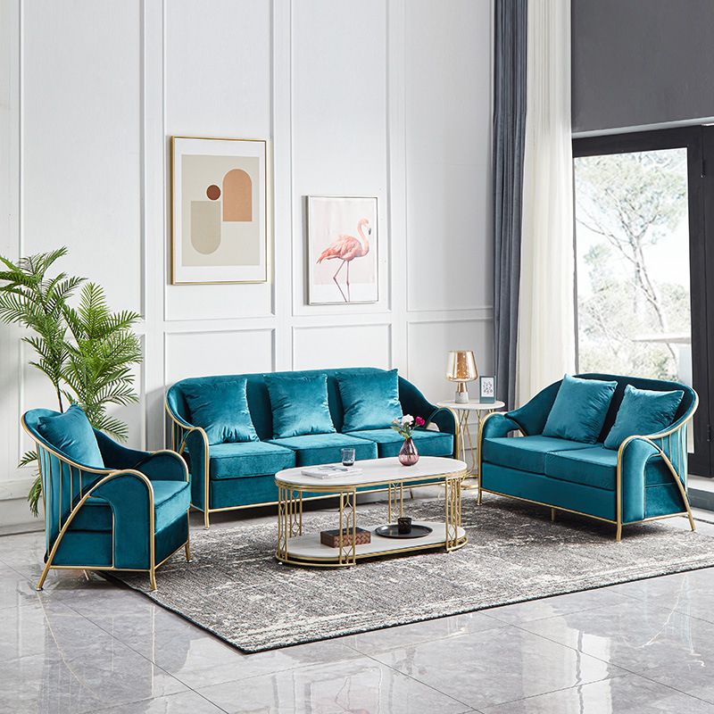 Canapé à bras en pente en velours avec dos serré pour le salon 34,65 "h