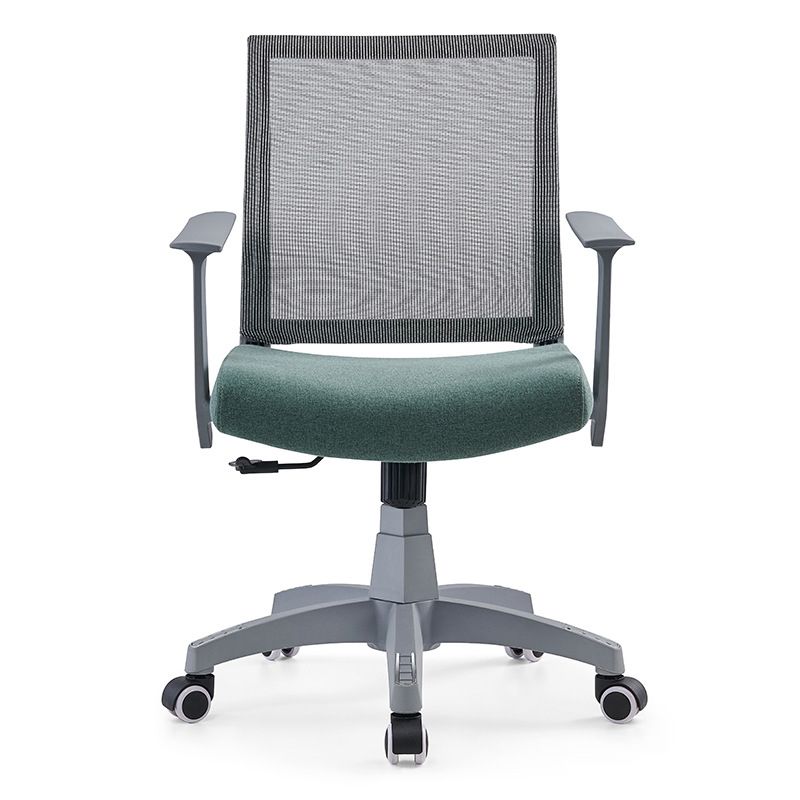 Mesh Mid Back Desk Chair Contemporary Fixed Arms Bureau stoel met wielen