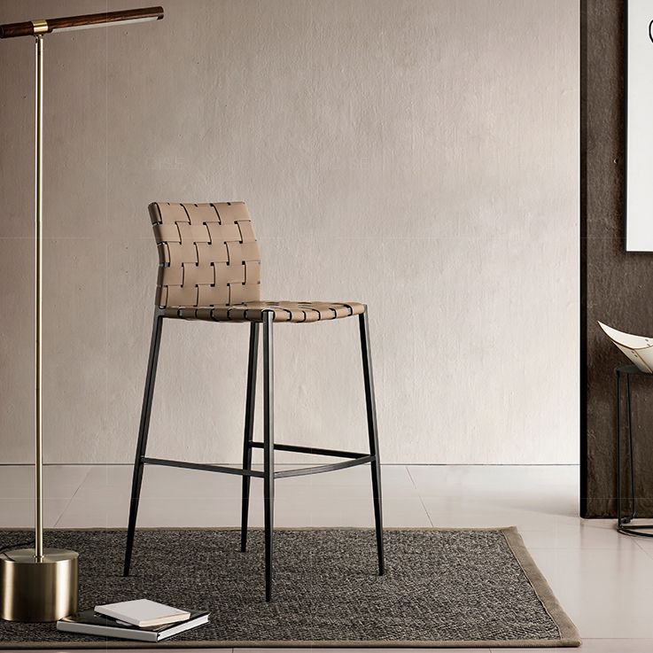 Faux lederen barkrukken lage rug krukken met metalen basis