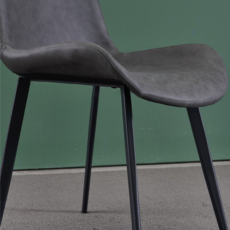 Metal Leather Industrial Dining Chairs Solid Back Dining Room Chairs (Set of 2) Clearhalo ' kitchen&dining_furn' 'Dining Chairs' 'Dining Tables & Seating' 'dining_chair' 'furn' 'furn_dining_chair' 'Furniture' 'furniture_dining_chair' 'Kitchen & Dining Furniture' 'kitchen' 1200x1200_cbcfc89d-603e-4825-9112-870d13168bfe