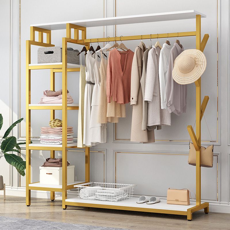 Modern Hall Stand with Hooks Storage Shelves Wood Coat Rack with Shoe Storage Bench Clearhalo 'Entry & Mudroom Furniture' 'furn' 'furn_hall_tree_coat_racks' 'Furniture' 'Hall Trees & Coat Racks' 'hall_tree_coat_racks' 1200x1200_cbd2c902-ddd7-41ad-b293-08c4f1a75847