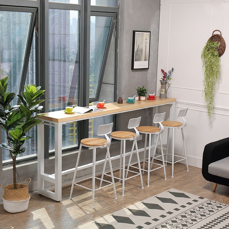 Wood Bar Dining Table Modern Rectangle Bar Table with Trestle for Milk Tea Shop Clearhalo 'Bar Furniture' 'Bar Tables' 'bar_tables' 'furn' 'furn_bar_tables' 'Furniture' 'Kitchen & Dining Furniture' 1200x1200_cbd3eda9-2d60-4271-80da-856a0b688b3b