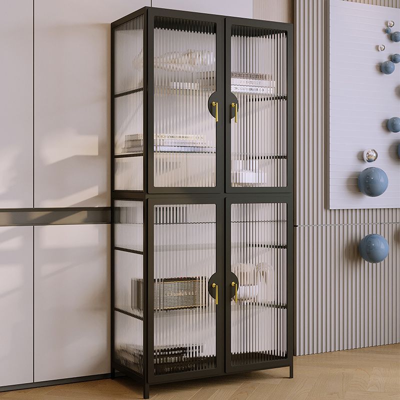 Modern Glass Doors Curio Cabinet Metal Storage Cabinet for Living Room Clearhalo 'Display & China Cabinets' 'display_china_cabinets' 'furn' 'furn_display_china_cabinets' 'Furniture' 'Kitchen & Dining Furniture' 1200x1200_cbd65956-8007-43a0-b80e-8f9a15626477