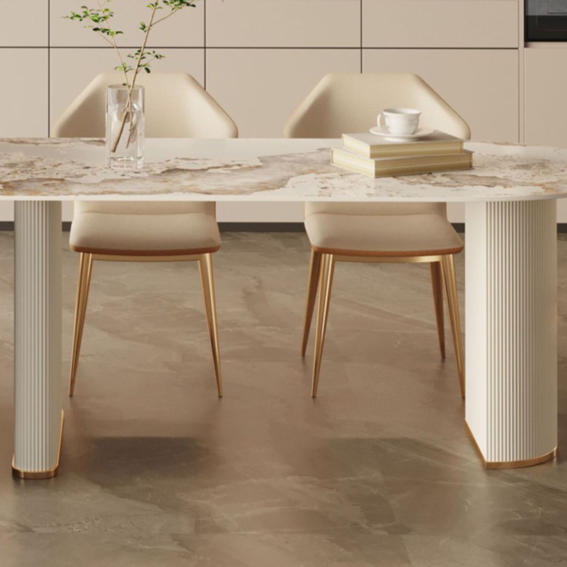 Stone Top Dining Table Contemporary Dining Table with Sled Base Clearhalo 'Dining Tables & Seating' 'Dining Tables' 'dining_table' 'furn' 'furn_dining_table' 'Furniture' 'furniture_dining_table' 'Kitchen & Dining Furniture' 'kitchen' 'kitchen_dining_table' 1200x1200_cbd65df7-d01e-4e3e-b93e-f8422c40b74e