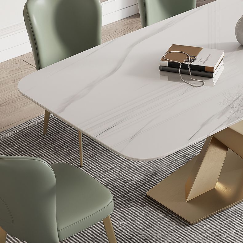Traditional Luxury Sintered Stone Top Dining Table Rectangle Table in White with Gold Pedestal Clearhalo ' dining_table' 'Dining Tables & Seating' 'Dining Tables' 'furn' 'furn_dining_table' 'Furniture' 'furniture_dining_table' 'Kitchen & Dining Furniture' 'kitchen&dining_furn' 'kitchen' 'kitchen_dining_table' 1200x1200_cbd6f9ba-03d2-4814-a50d-0f69d02f6c48