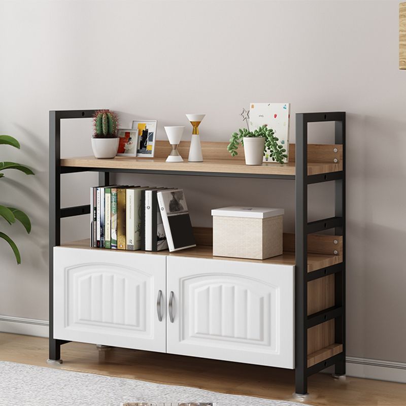 Modern Open Back Shelf Bookcase with Cabinets for Home Office Clearhalo 'Bookcases' 'furn' 'furn_bookcases' 'Furniture' 'Office Furniture' 1200x1200_cbd75de3-3d5c-43cf-a695-88adcd1dd1f9