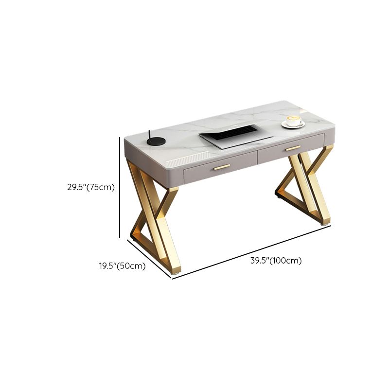 Glam Office Schreibtisch Stein gebogener Schreibtisch mit Schubladen, 29,53 "groß