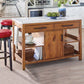 Modern Kitchen Island Table with Towel Rack Pine Wood Prep Table