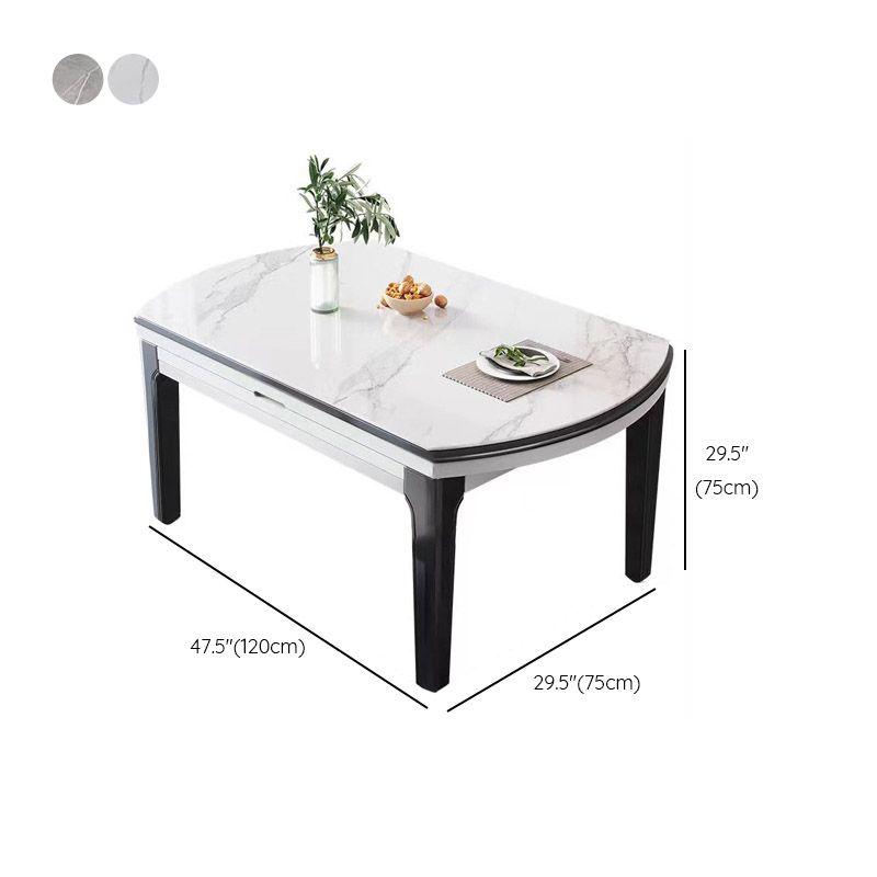 Kitchen Dinner Table Dining Room Stone Drop-Leaf Dining Table Clearhalo 'Dining Tables & Seating' 'Dining Tables' 'dining_table' 'furn' 'furn_dining_table' 'Furniture' 'Kitchen & Dining Furniture' 1200x1200_cbd98b9c-8462-4b03-97a4-5ae5443c891d